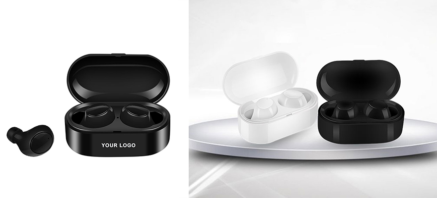 logo on products wireless black earbuds supplier in USA