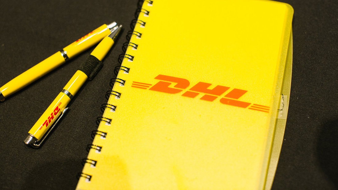 DHL delivery stationery notebook personalised gift company