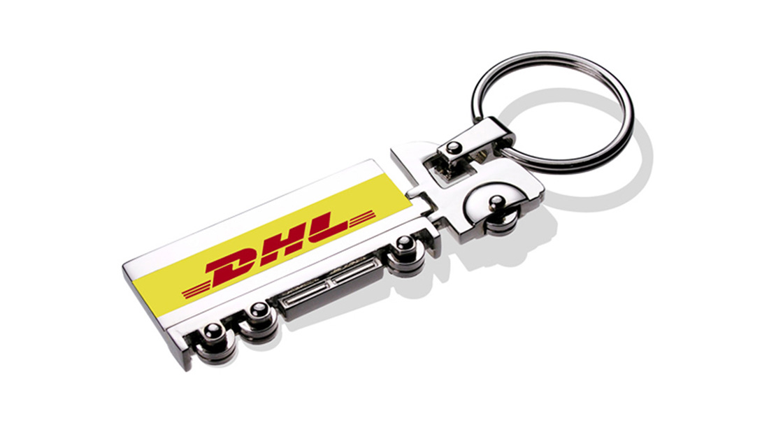 custom DHL truck shape keychain small business gifts