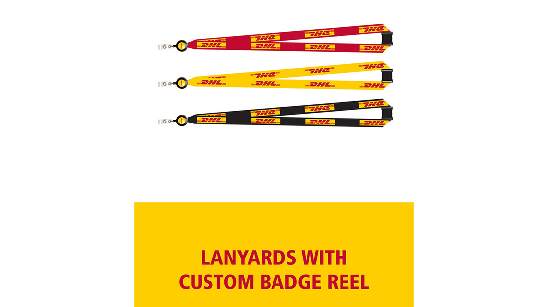 custom lanyards with DHL logo personalised gift company