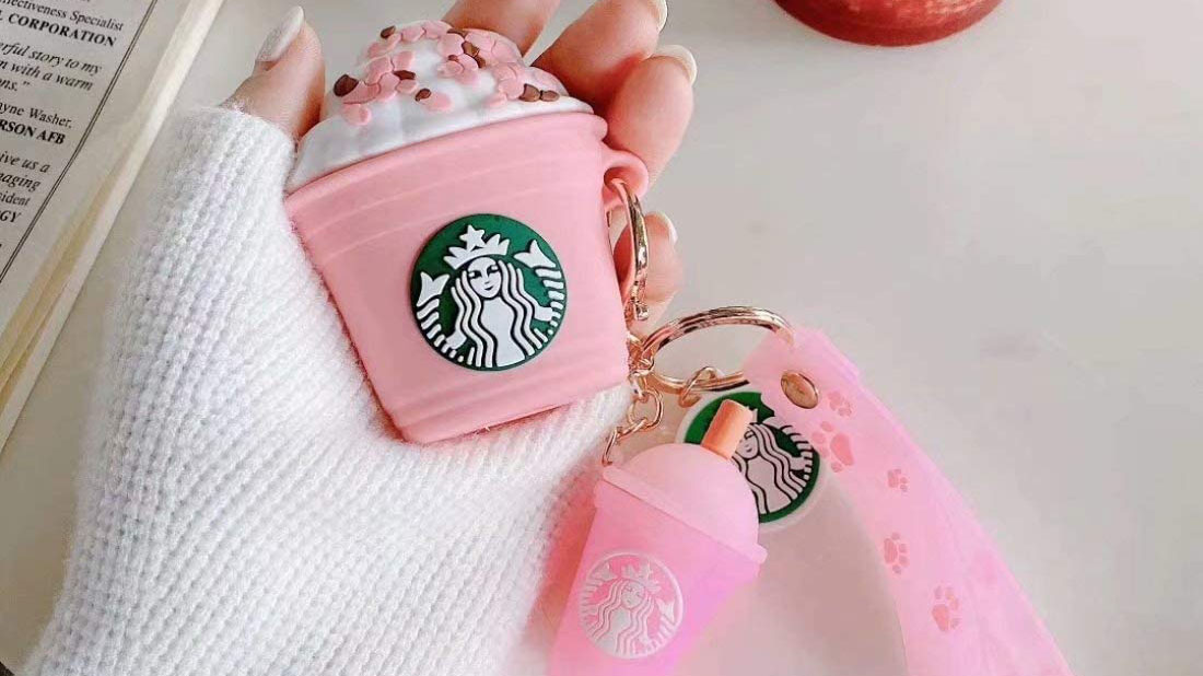 Starbucks pink cheap airpod cases branded promotional gifts