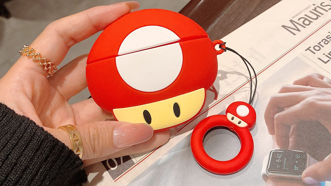 Mario mushroom custom airpod case with name unique corporate giveaways