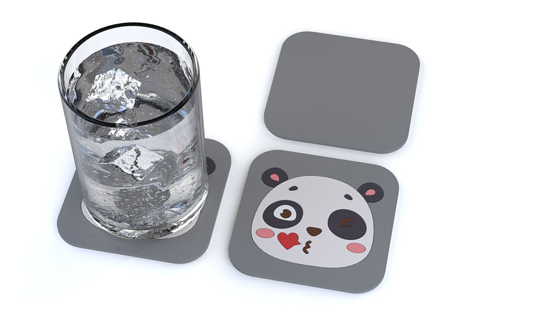 2021 Christmas gifts Cute Cartoon panda custom drink coasters