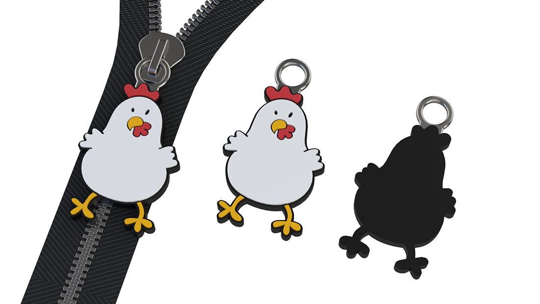 chicken shape Creative custom zipper pulls by PVC Gifts Supplier