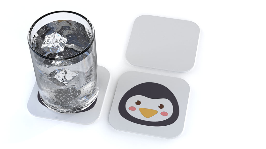 cute cartoon penguin pvc personalized coaster set square shape