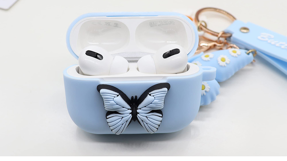 PVC factory soft silicone light blue airpods case