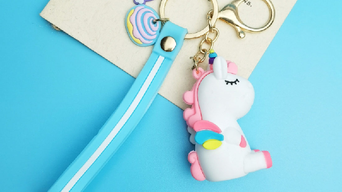 2021 Christmas gifts Cute Cartoon unicorn rubber custom keychain