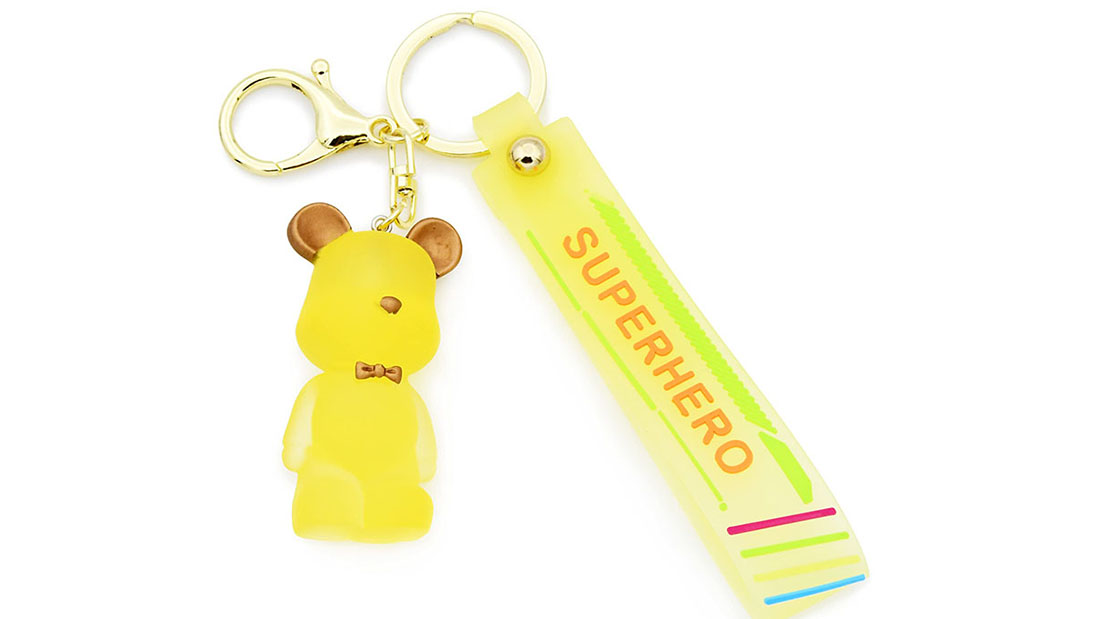 Cartoon Accessories yellow bears pvc rubber keychain mothers day promotional gifts
