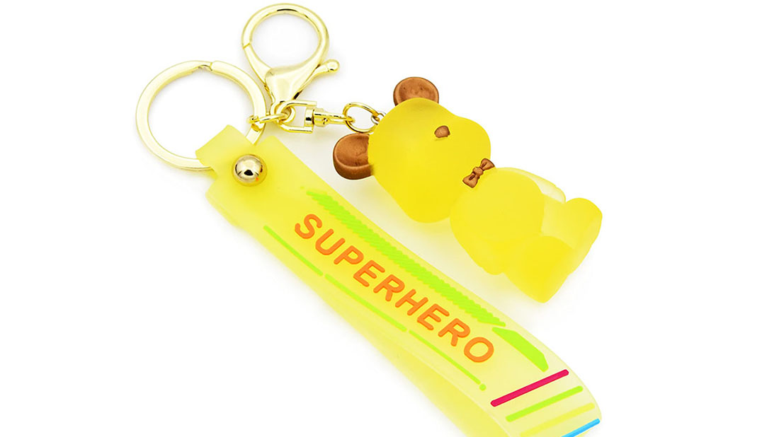 Cartoon Accessories yellow bears rubber logo keychain promotional holiday gifts