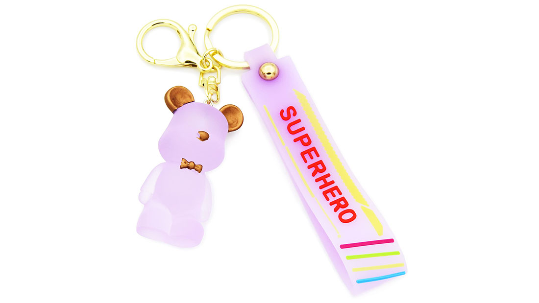 Charm Accessory purple bears rubber keychain maker online free promotional gifts