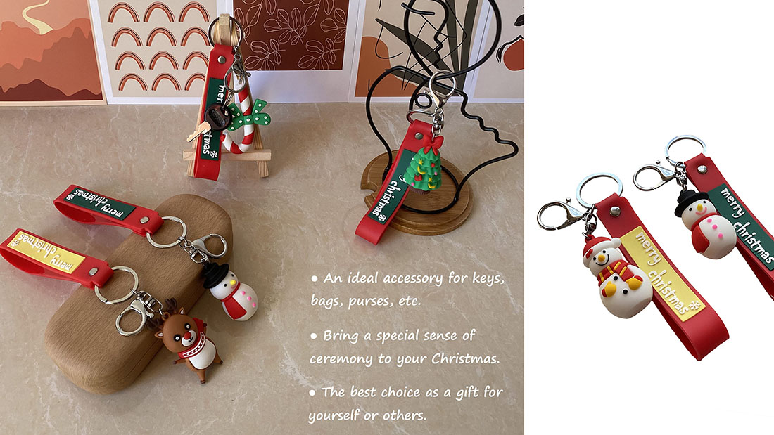 Santa Claus snowman rubber bracelet keychain christmas presents for friends