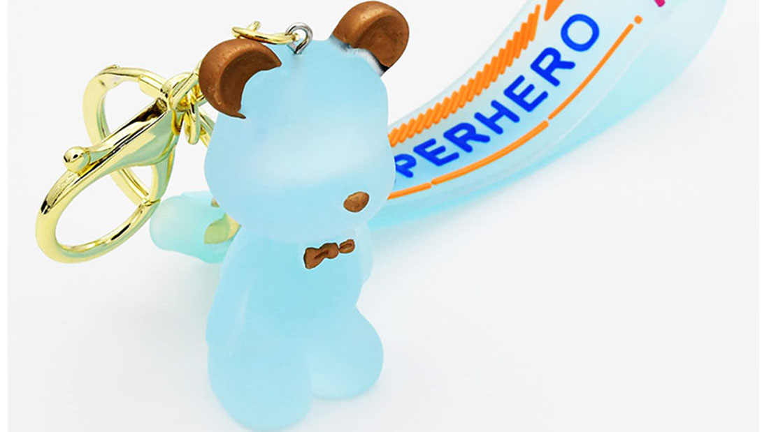 Trendy Accessory blue bears rubber key rings promotional soft toys