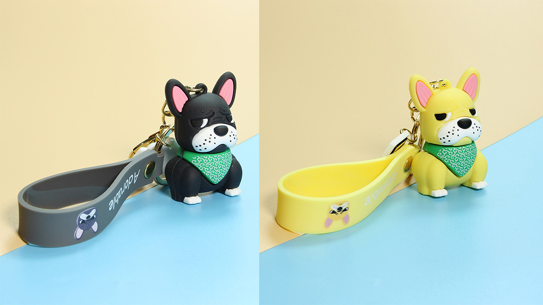 best sale promotional items cute dog car key rings for son