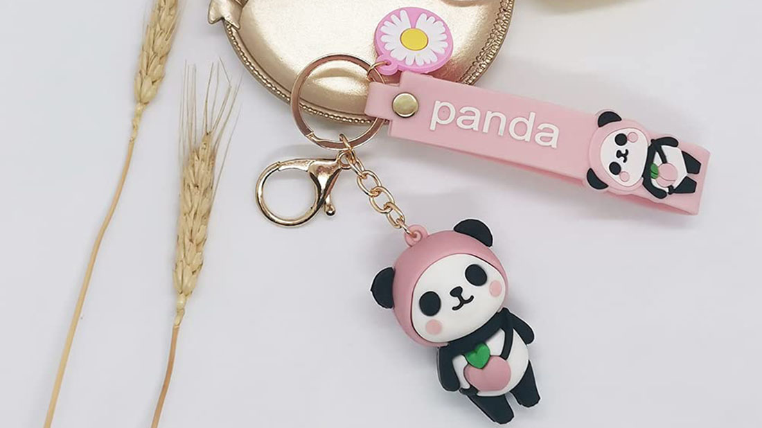 creative cute panda rubber key rings trade show promotional items