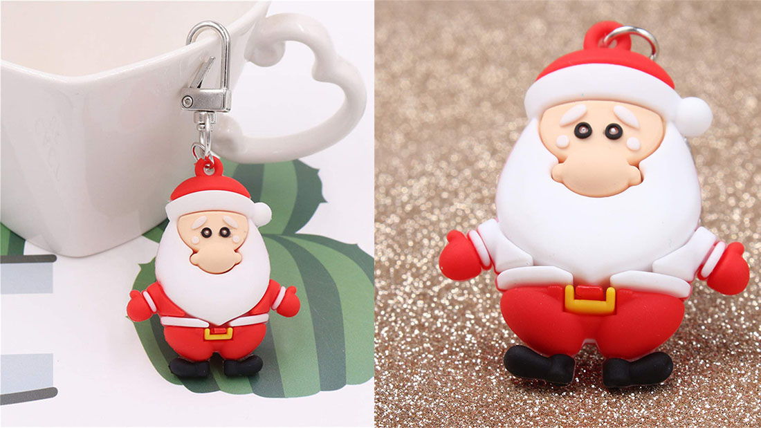 custom pvc keychain Santa Claus Cartoon Pendant cute christmas gifts