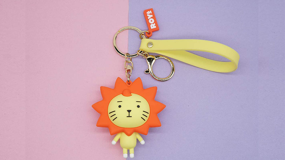 cute personality cartoon lion rubber keyring best giveaway items