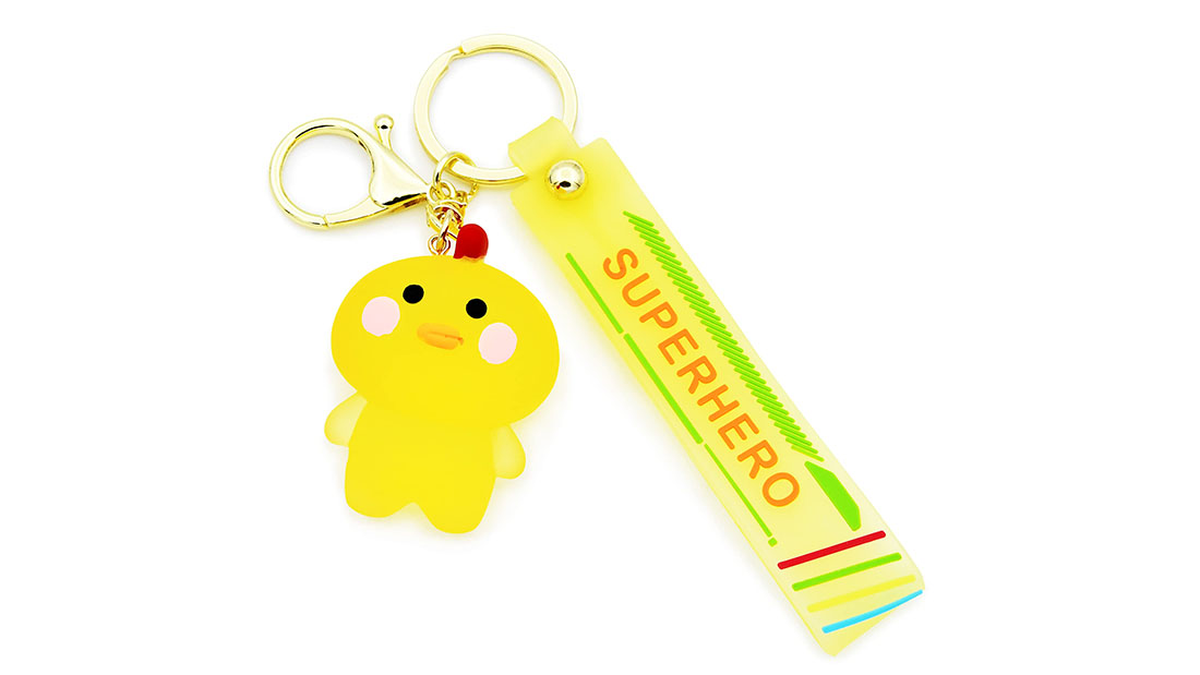 cute yellow duck custom rubber keychain promotional gift items