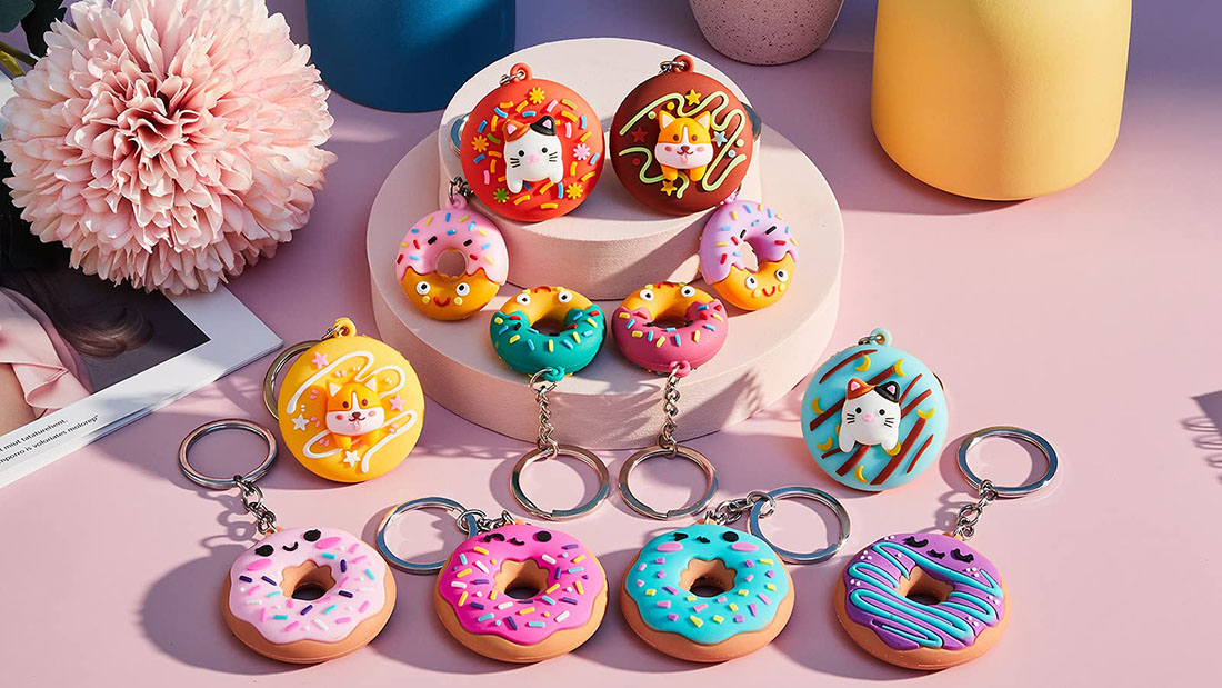 donut charm pets soft rubber keychain corporate gift items