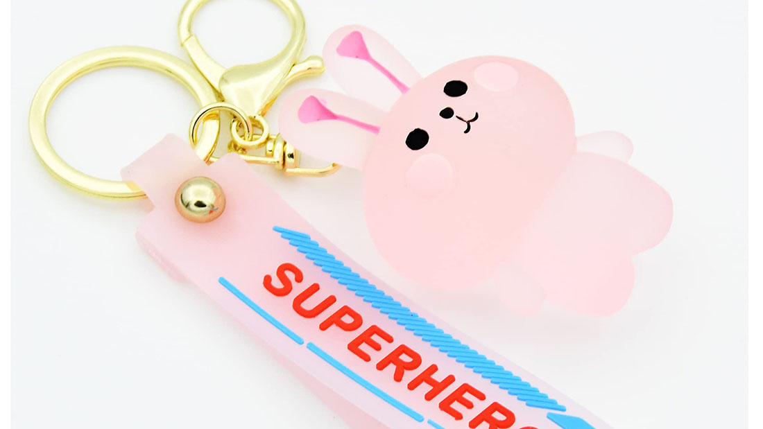 fashion pink rabbit silicone rubber keychain wholesale gift shop items