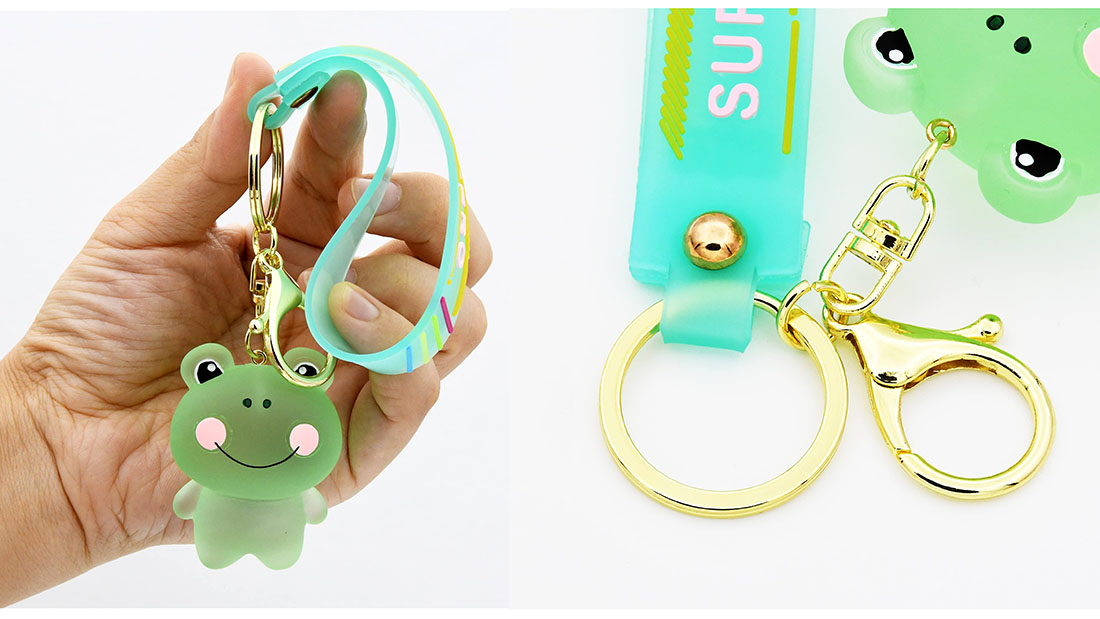little green frog rubber keychain ring bulk personalized items