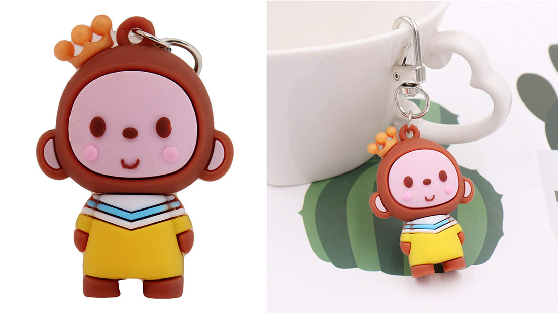cartoon cute monkey rubber key ring bracelet personalized promotional gift