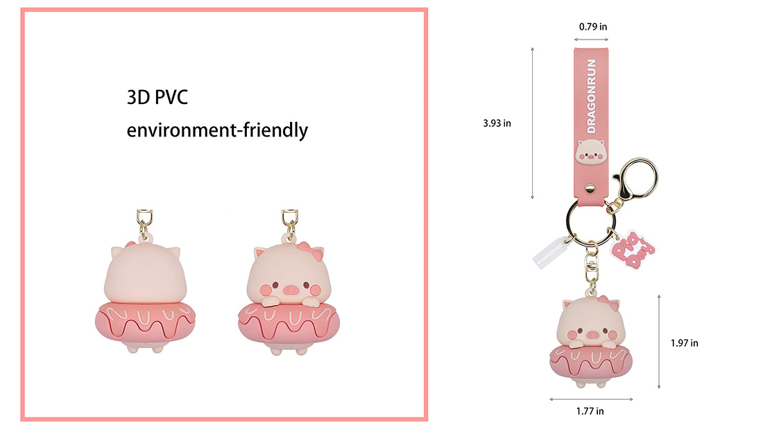 funny pink pig size silicone rubber keyrings ladies gift items