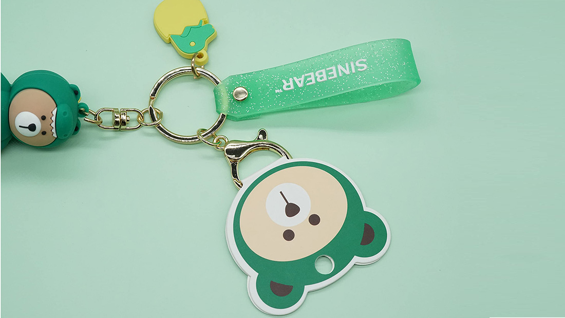 green dinosaur sine bear keychain pvc personalised business merchandise
