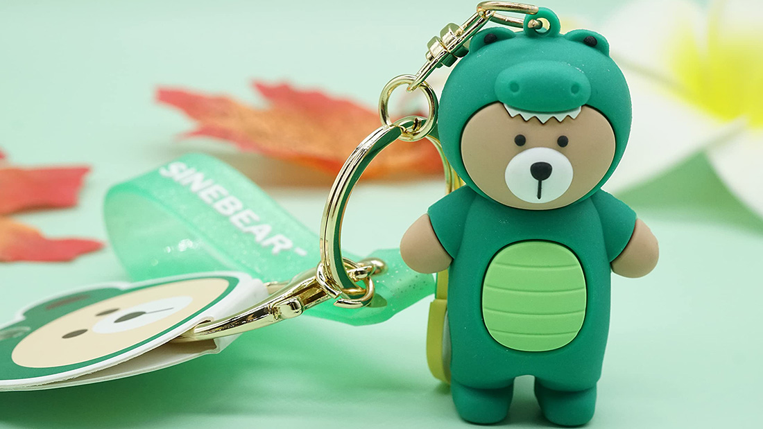 green dinosaur sine bear pvc rubber keychain personalized business gifts for clients