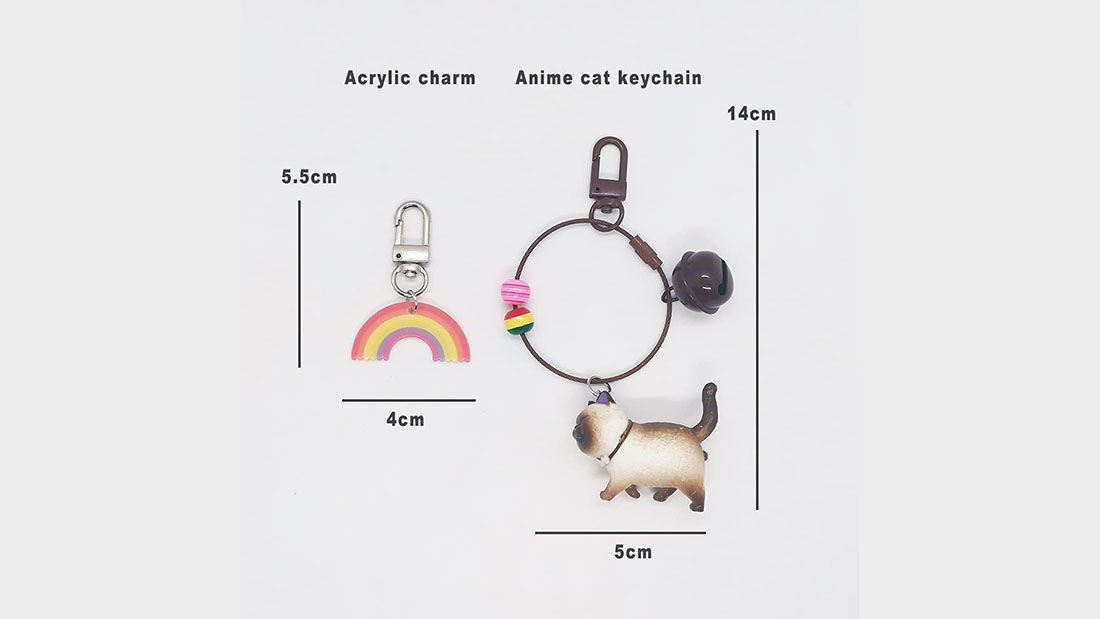 little cat with Rainbow keyring rubber promotional trinkets