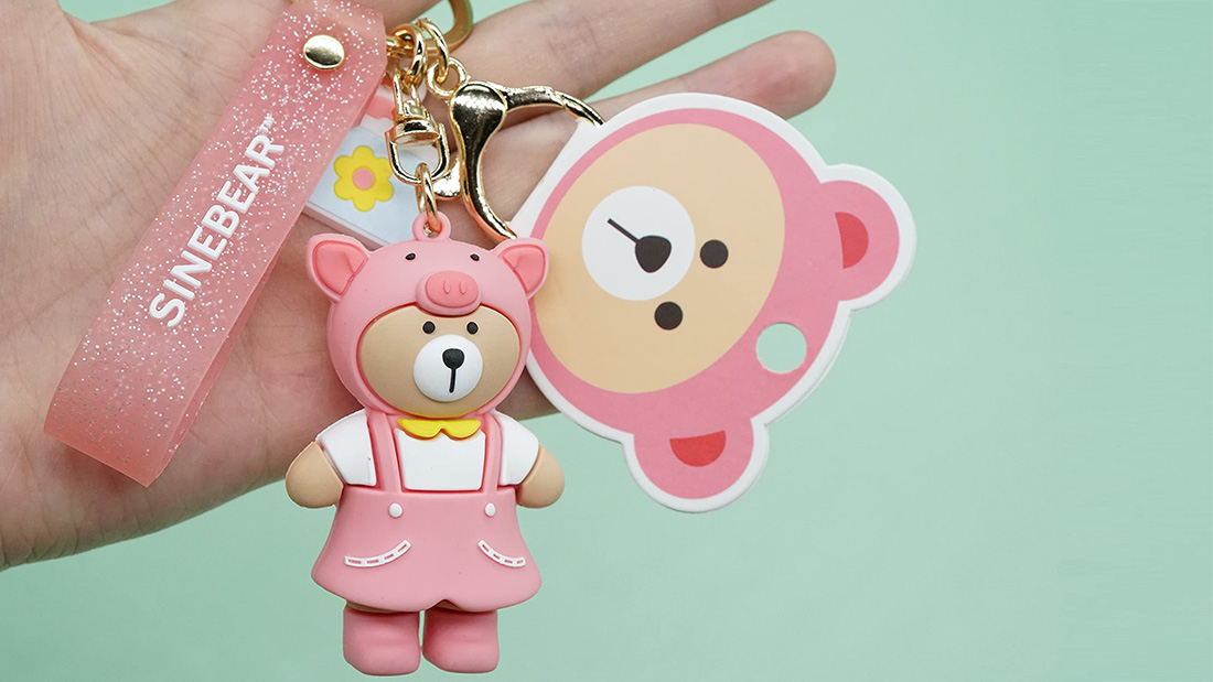 pink sinebear keychain pvc branded giveaway items