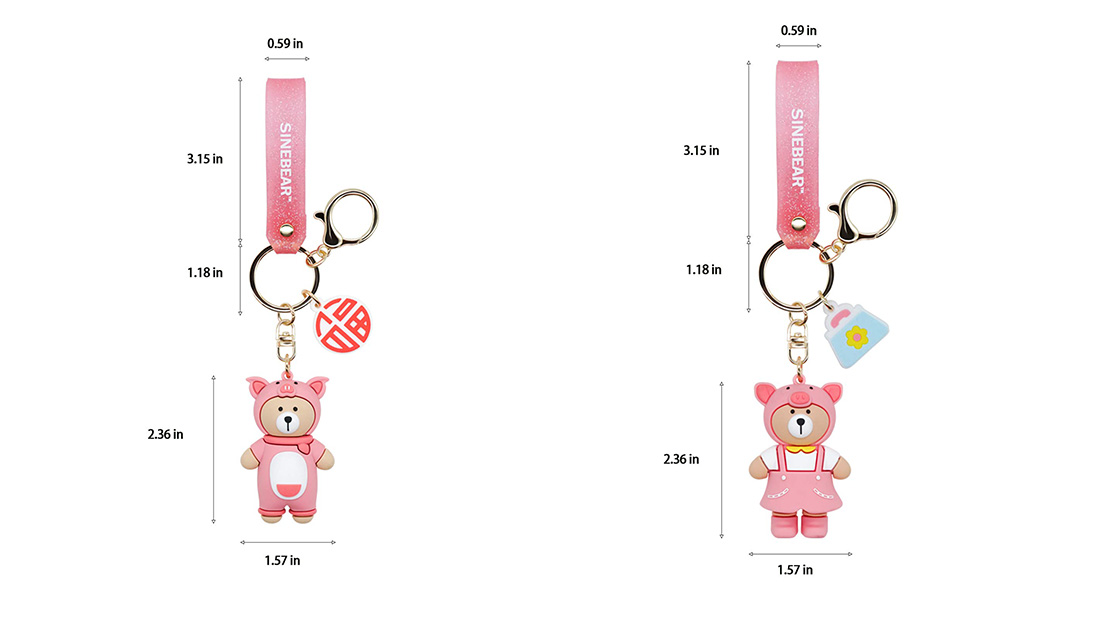 pink sinebear pvc key ring cheap giveaway items