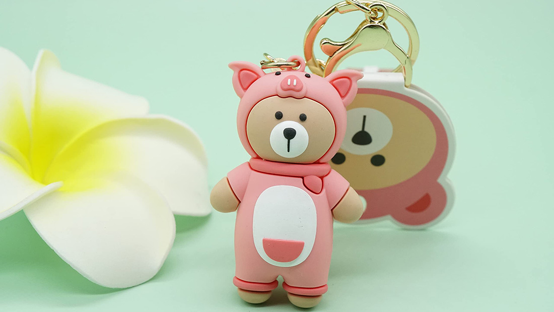 pink sinebear pvc keychain promotional giveaway items