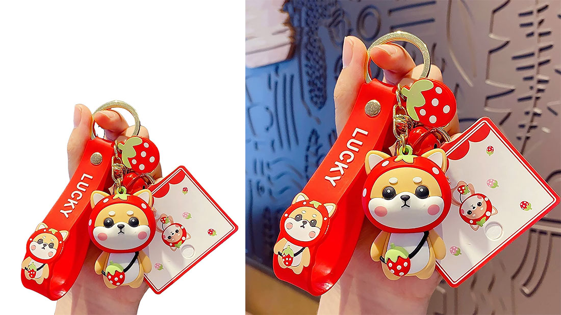 red strawberry corgi personalised rubber keychain maker online gift items for women