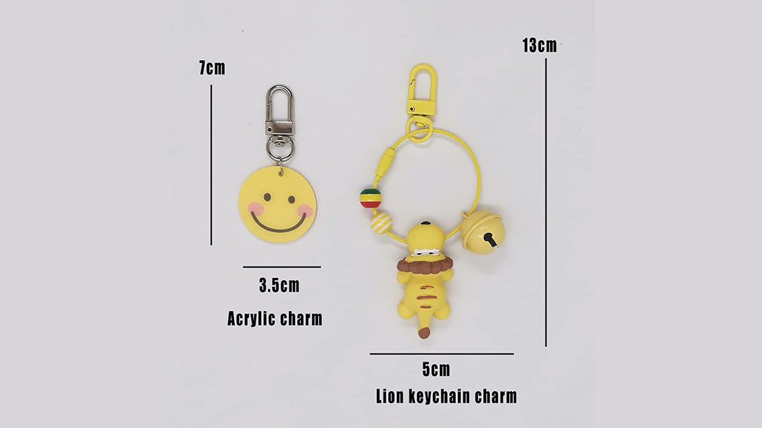 smile yellow lion rubber wrist keychain unique personalised gifts