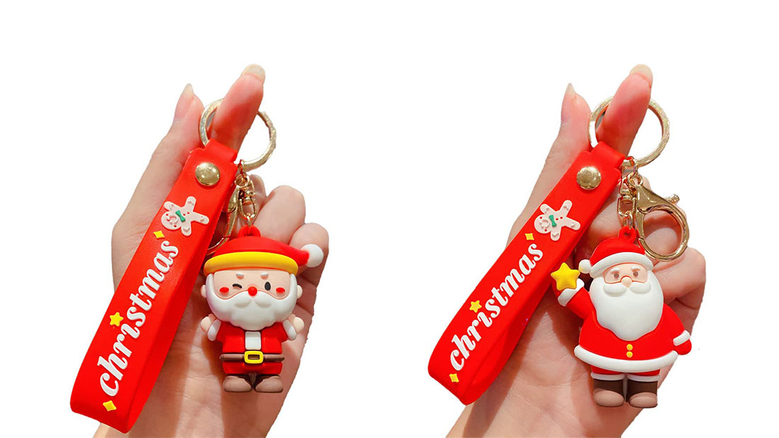 small cute Santa Claus silicone rubber keyrings christmas gifts for friends