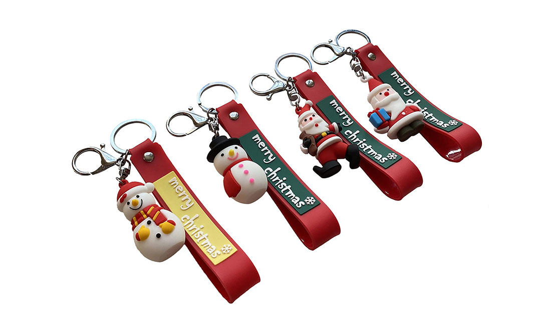 snowman Santa Claus rubber wrist keychain christmas presents for boyfriend