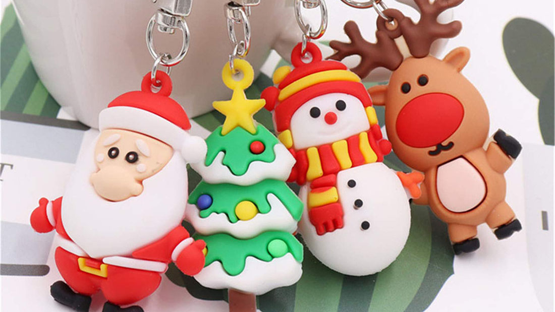 soft pvc keychain Santa Claus Cartoon Pendant cute christmas presents
