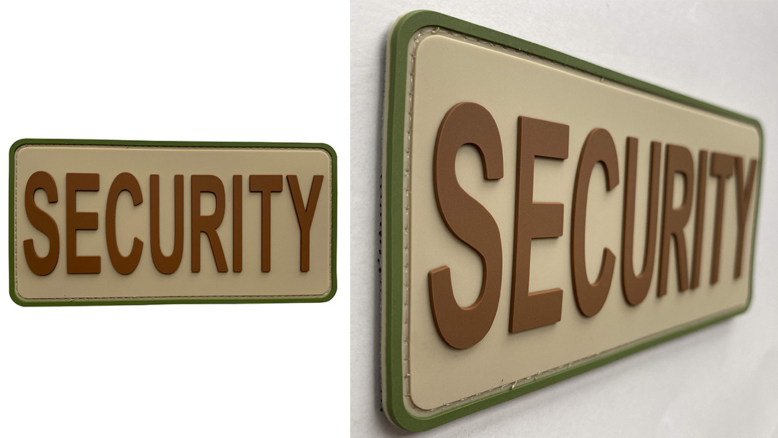 Beige security patch pvc for backpack Badges personalised promotional merchandise