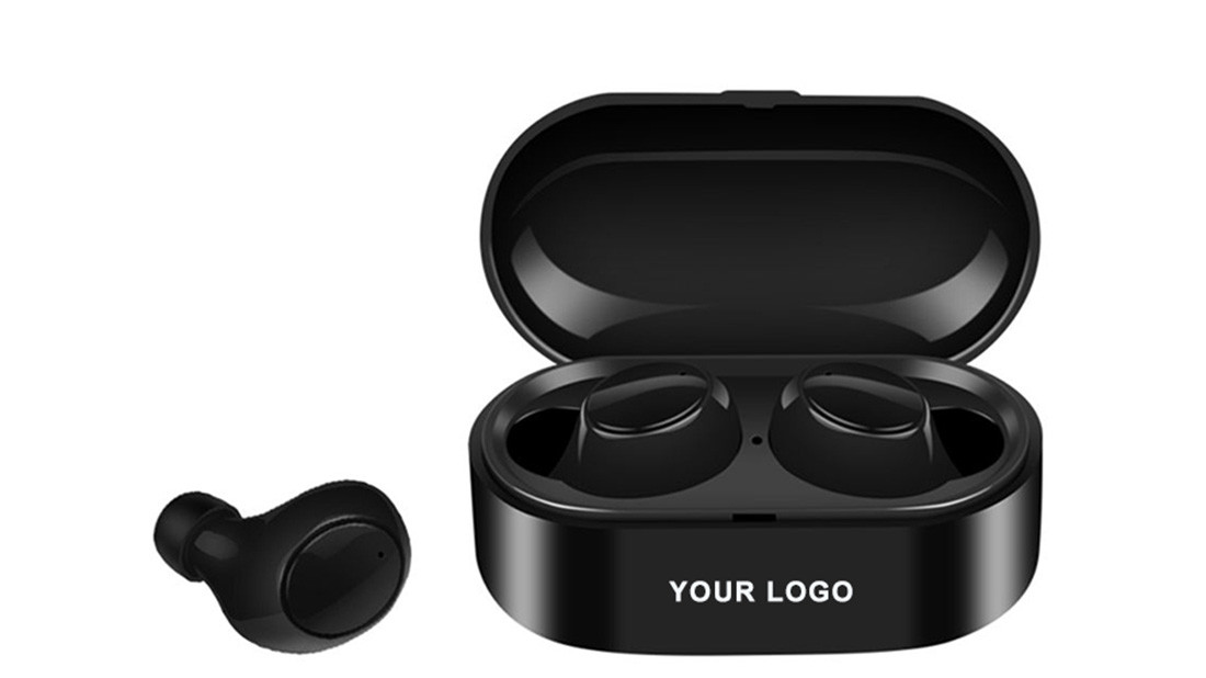 obsequios promocionales con logo proveedor de auriculares inalámbricos negros en EE. UU.
