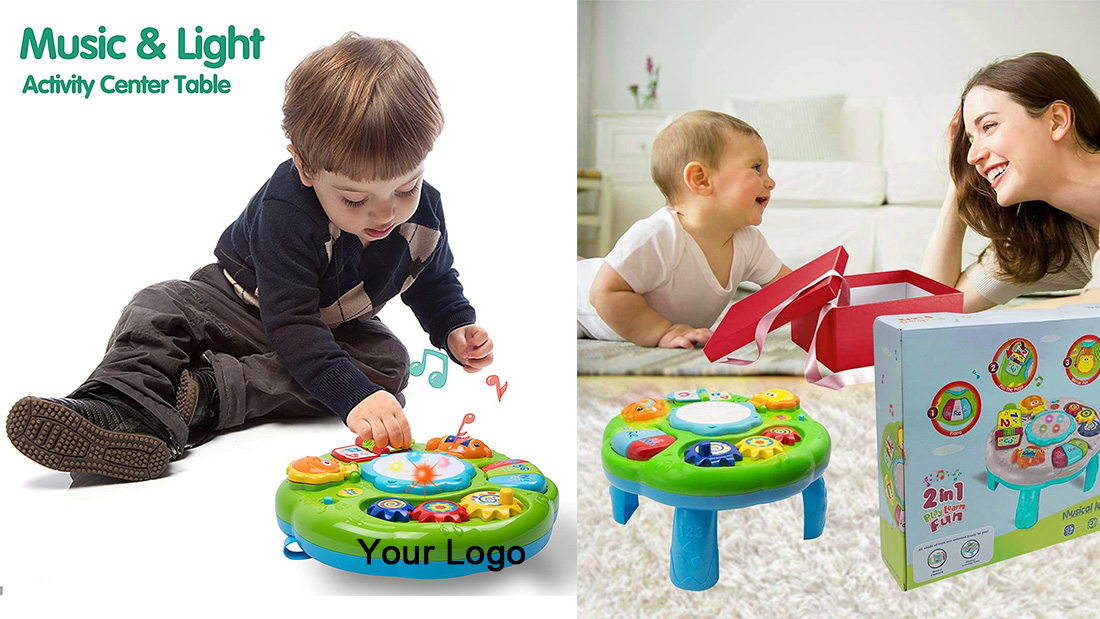 children gift supplier printed with logo on kids education toy drum to shcool gift