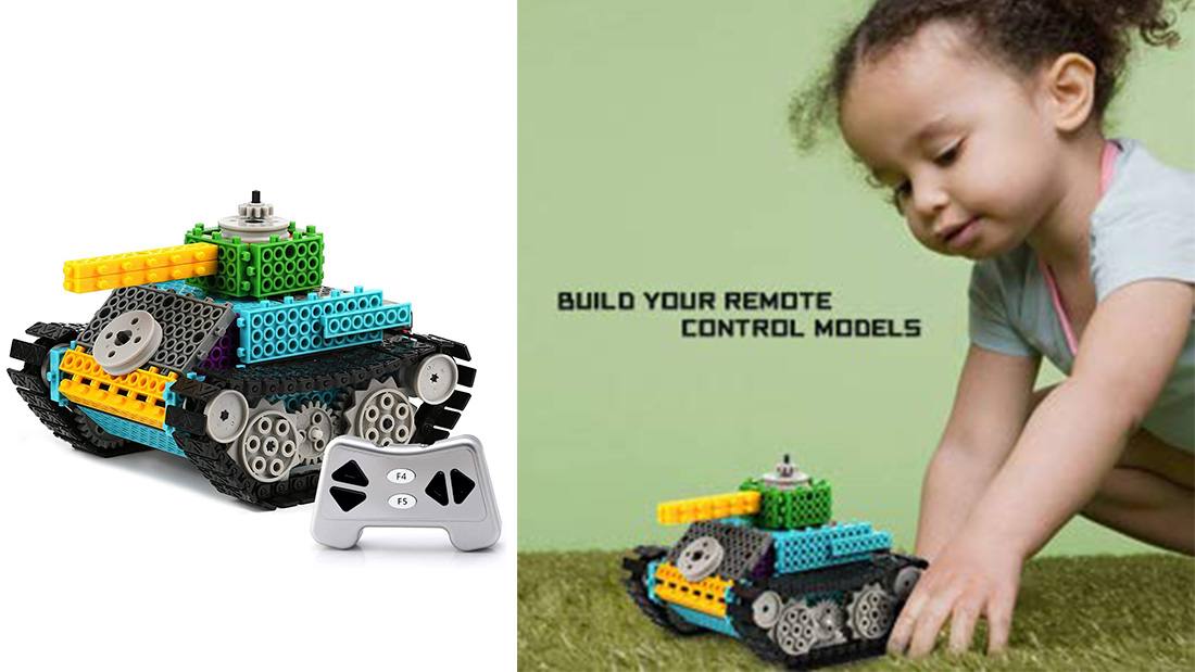 kids birthday gift a different color building sets and blocks tank toy with rc