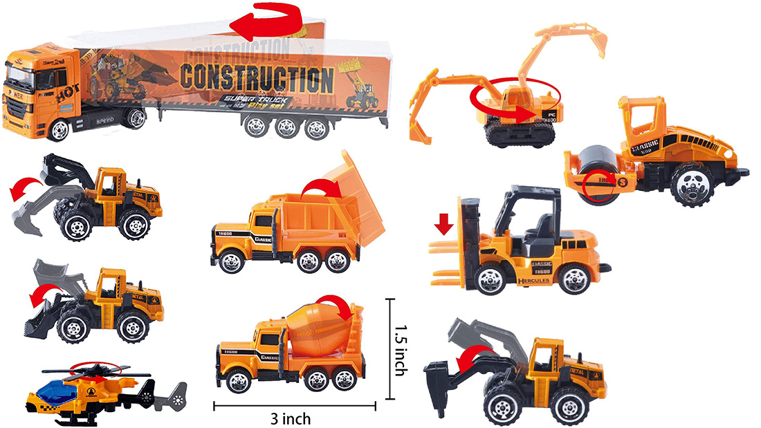 kids car sets carrier truck toy for 2 year old mini size excavators dump trucks